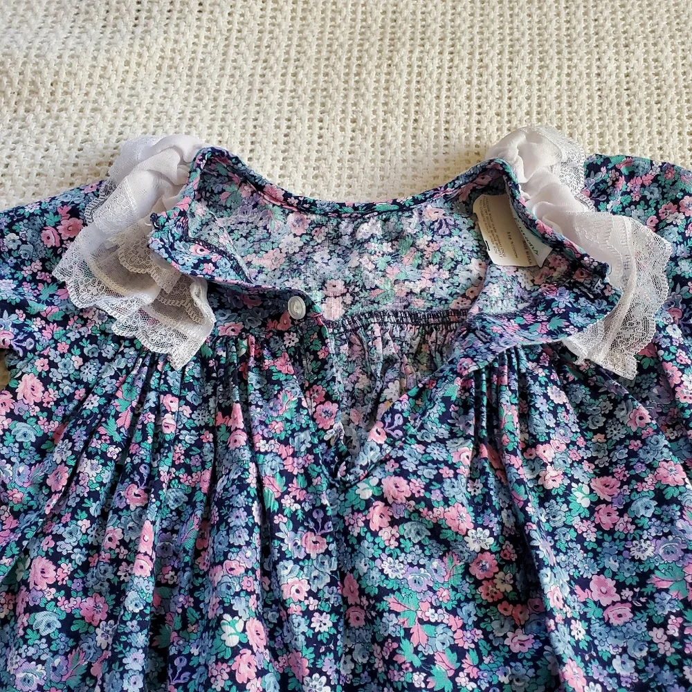 Vintage Baby Girls Dress Youth Size 3T Rare Editions Floral USA Union Made - Picture 3 of 7